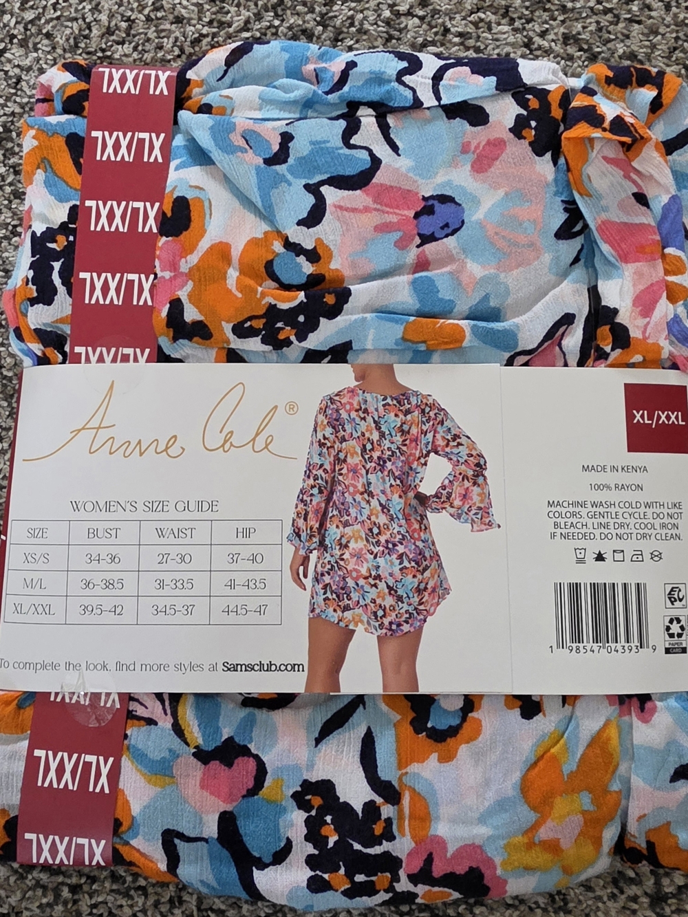 Anne Cole Floral Multicolor Cover-Up - Blue, Pink, Orange
